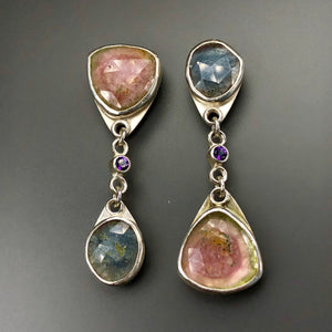Tourmaline and amethyst earrings