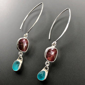 Tourmaline and apatite post earrings