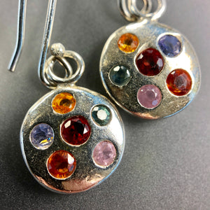 Fancy multicolor sapphire dangle earrings