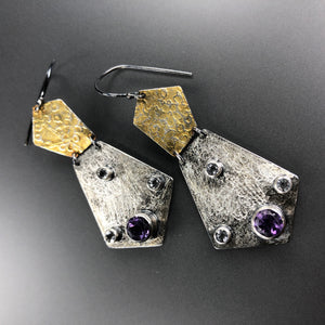 Amethyst and 23.5K gold earrings
