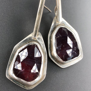 Ruby and sterling silver earrings