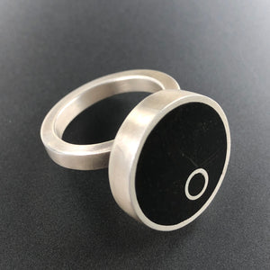 Peek-A-Boo round ring. Concrete and sterling silver.  Sizes 6, 7, and 8