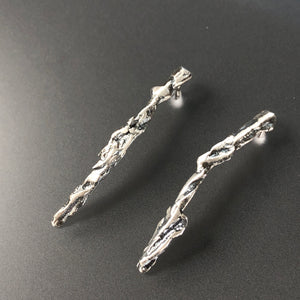 Curved organic sterling silver earrings