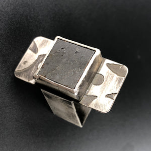 Meteorite square ring.  Size 6.5-7