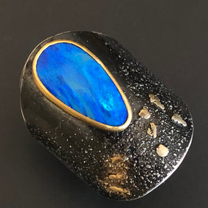 Drop opal shield ring.  Size 8.