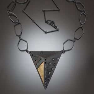 Shield necklace with handmade chain