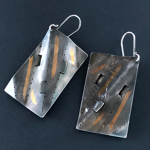 Ripple earrings in 23.5 K gold and sterling silver